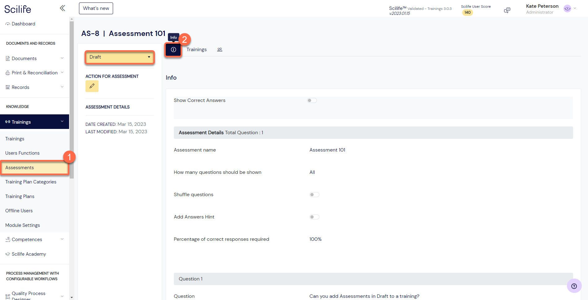 How to Preview an Assessment in Draft Scilife
